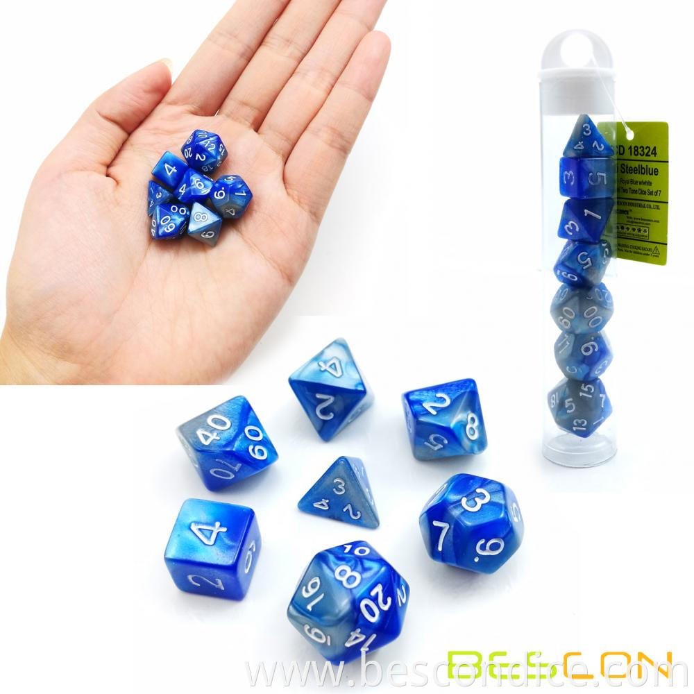 10mm Steel Blue Polyhedral Dice Set 1